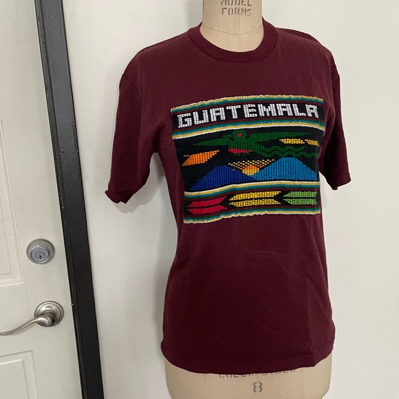 GUATEMALA Embroidered Shirt Travel Rust Small Unisex - Picture 5 of 6